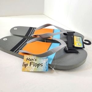 Mens Brand New Gray Flip Flops sz 9/10